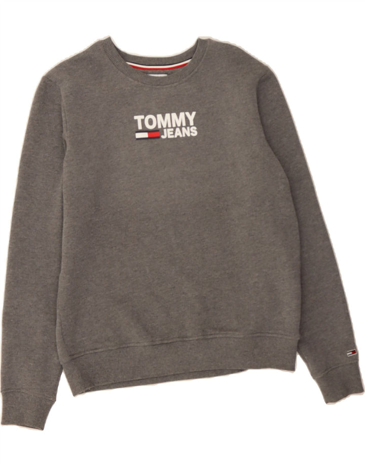 TOMMY HILFIGER Womens Graphic Sweatshirt Jumper UK 14 Medium Grey Cotton Vintage Tommy Hilfiger and Second-Hand Tommy Hilfiger from Messina Hembry 
