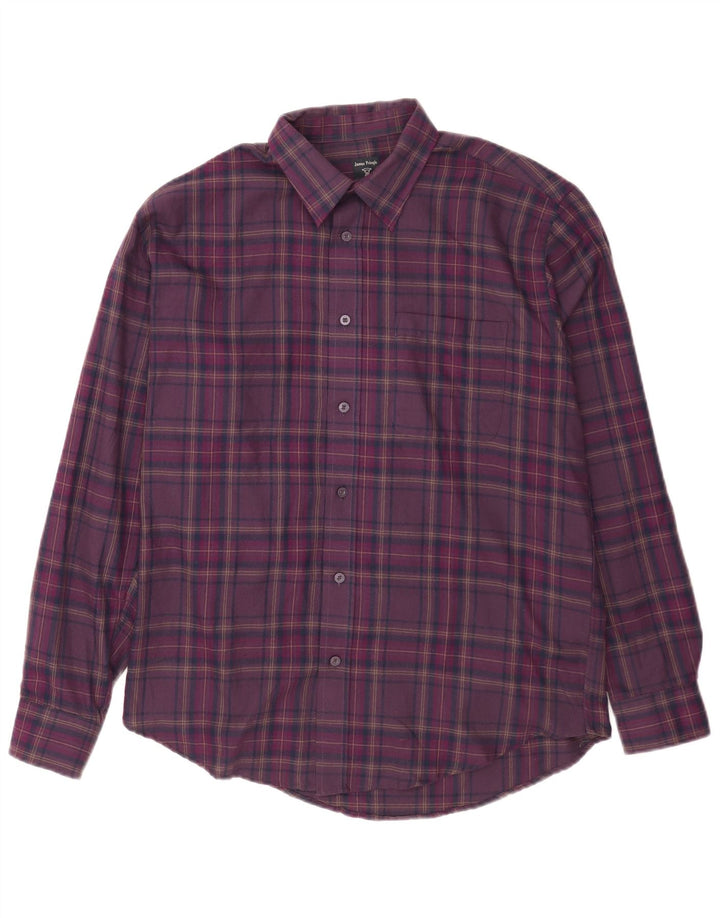 James Pringle Herren-Flanellhemd, Mittelviolett, kariert, Polyester
