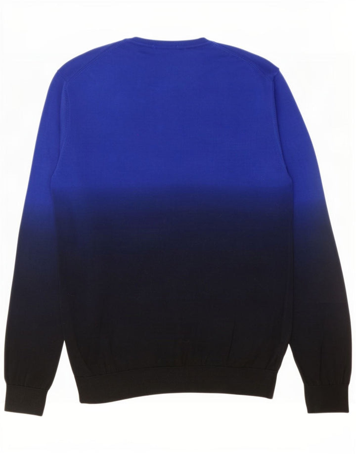 Cos Herren-Pullover mit Rundhalsausschnitt, Mittelblau, Farbblock-Seide