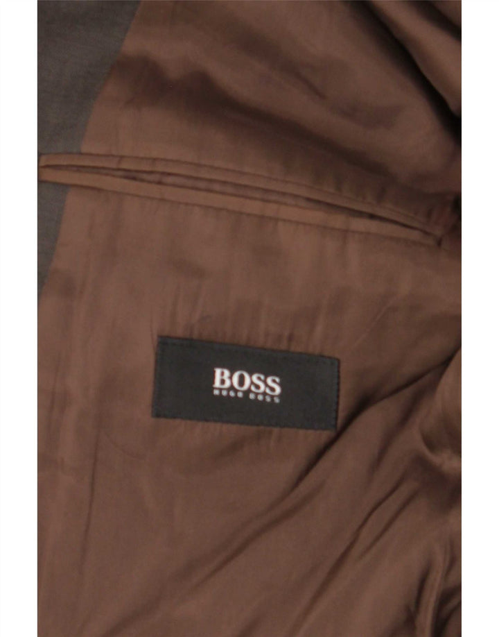 Hugo Boss Herren-Blazer mit 3 Knöpfen, EU 51, große braune Schurwolle