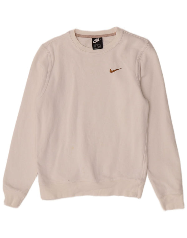 Nike Damen Sweatshirt Pullover UK 10 Small Weiße Baumwolle