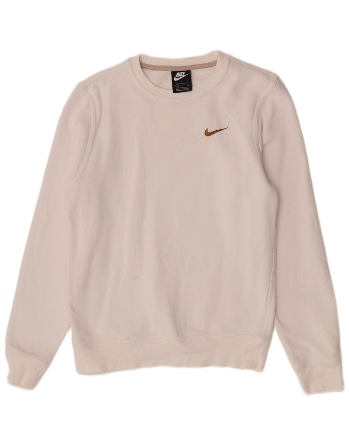 Nike Damen Sweatshirt Pullover UK 10 Small Weiße Baumwolle