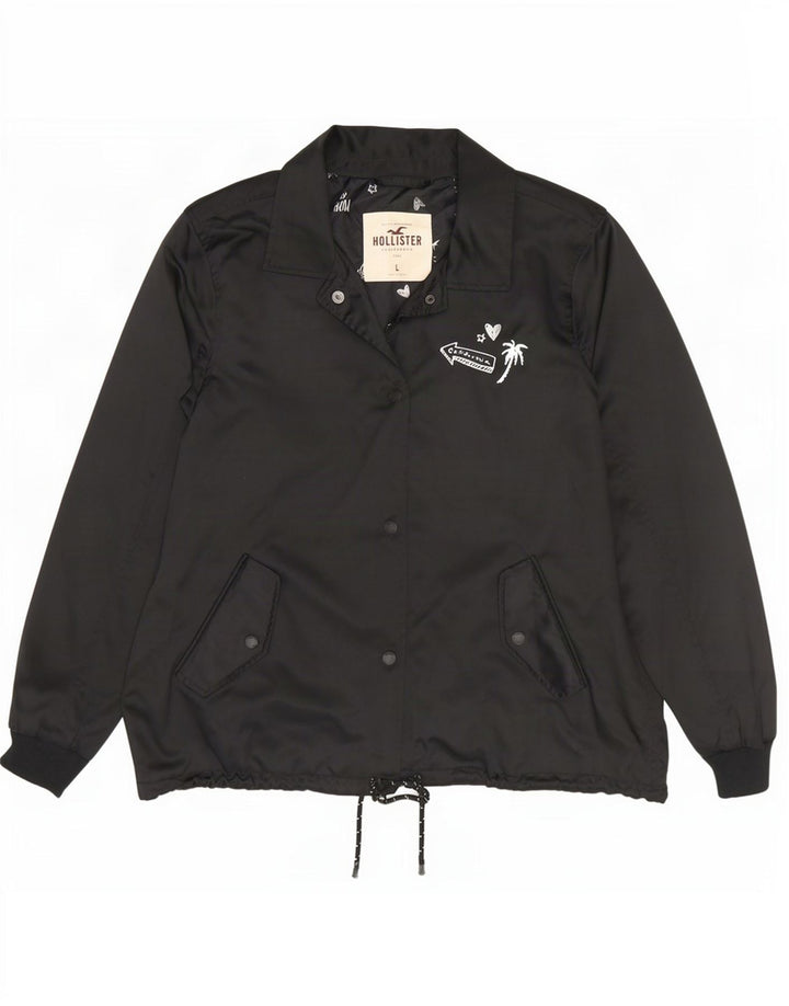 Hollister Damen Bomberjacke UK 16 Large Schwarz Polyester