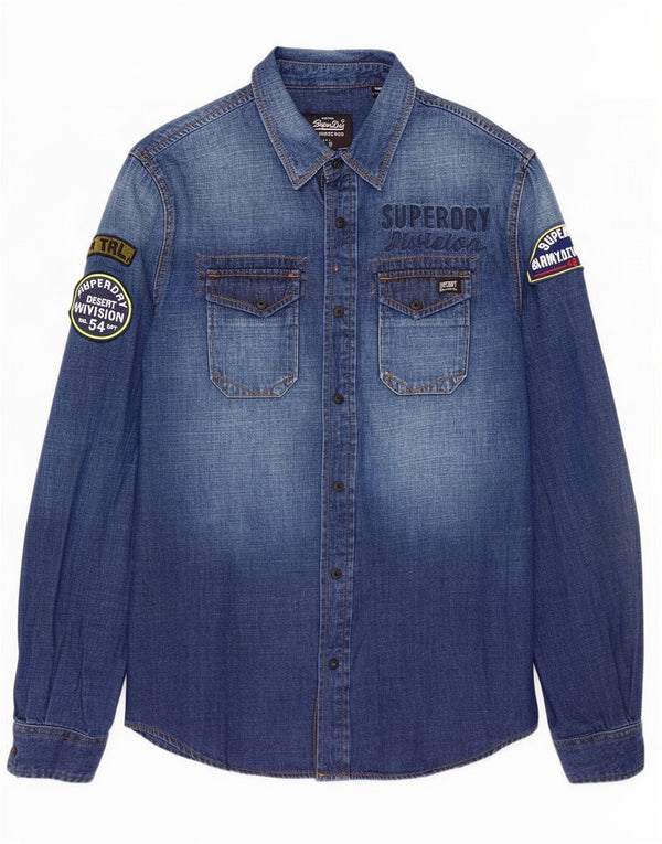 Superdry Mens Denim Shirt Small Blue Cotton