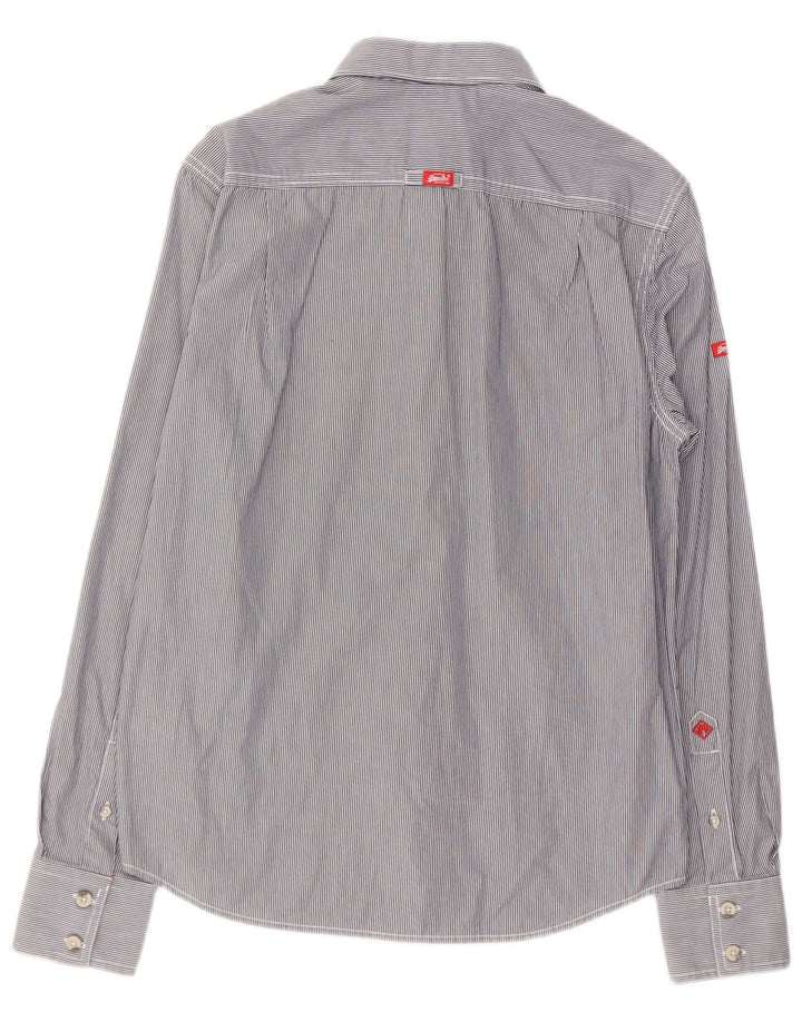 SUPERDRY Mens Shirt Large Blue Pinstripe Cotton
