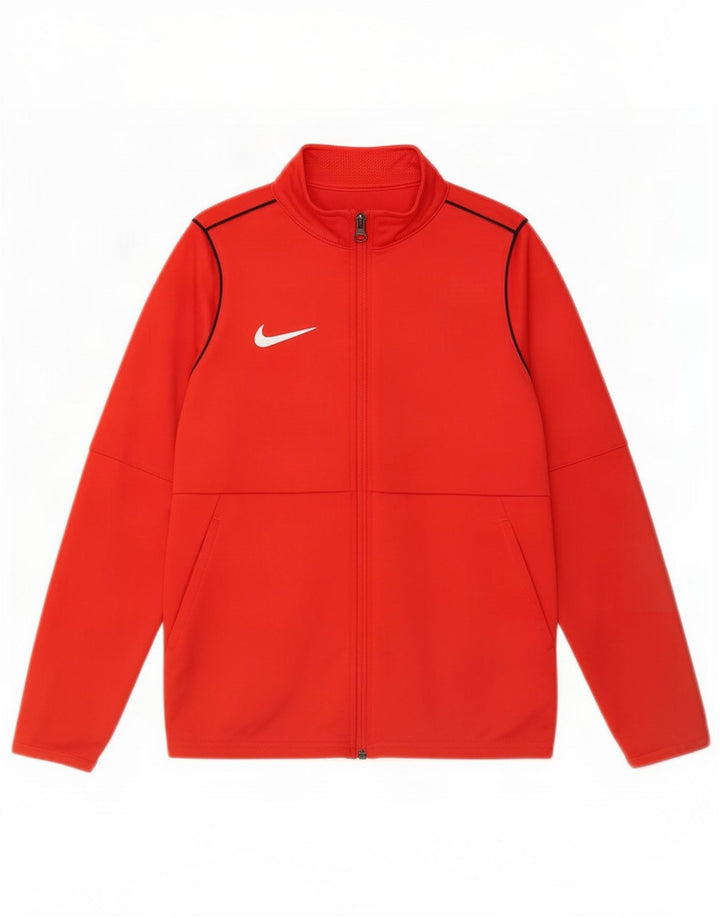 Nike Dri-Fit-Trainingsanzugoberteil für Jungen, 10–11 Jahre, mittelrotes Polyester