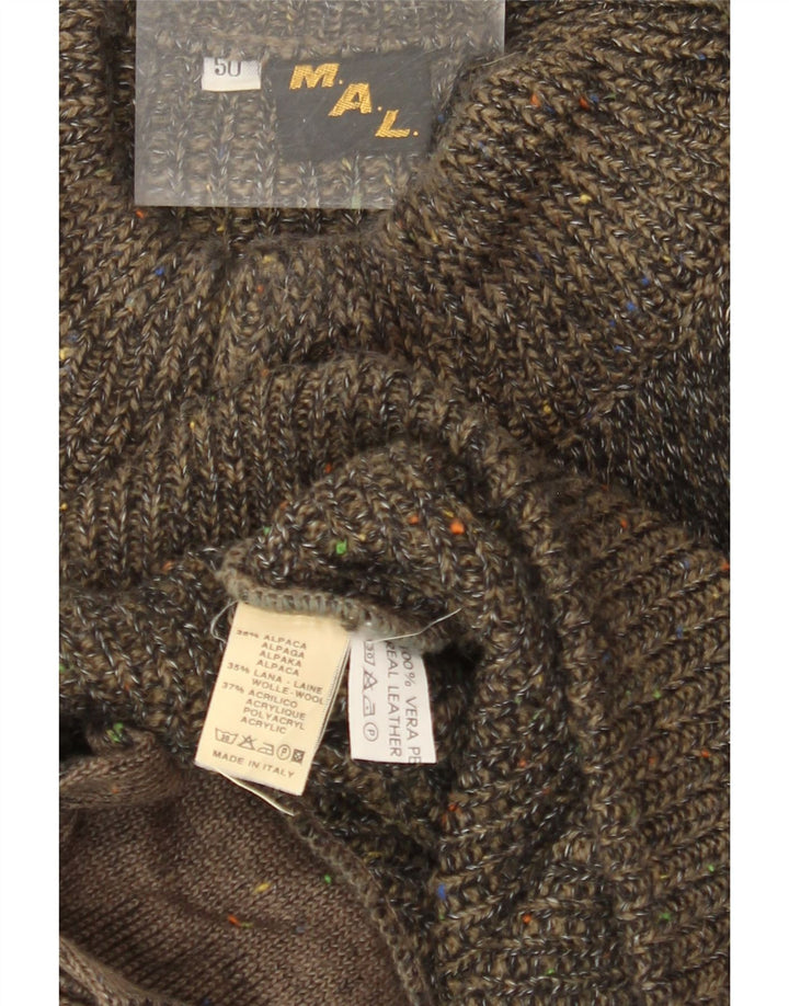 VINTAGE Herren-Strickjacke mit lockerer Passform, IT 50, mittleres Khaki meliert