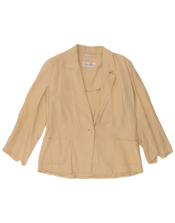 Max Mara Damen 1-Knopf-Blazerjacke UK 16 Large Beige