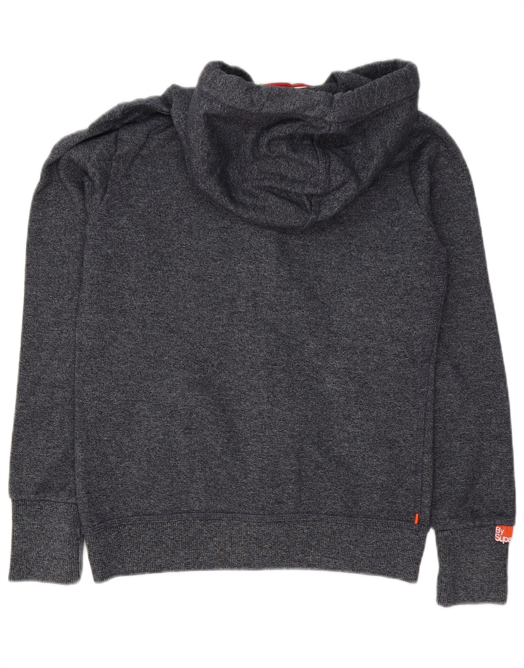 Superdry Herren-Kapuzenpullover mit Reißverschluss, mittelgrau gefleckte Baumwolle