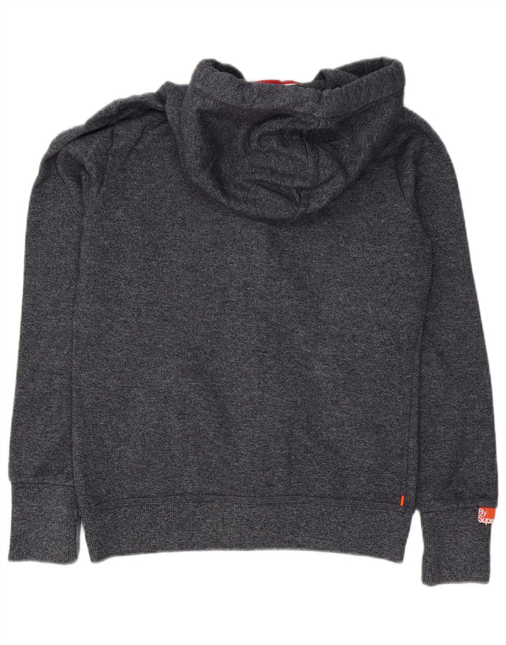 Superdry Herren-Kapuzenpullover mit Reißverschluss, mittelgrau gefleckte Baumwolle