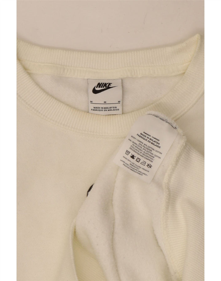 NIKE Womens Crop Oversized Sweatshirt Jumper UK 14 Medium White Cotton
