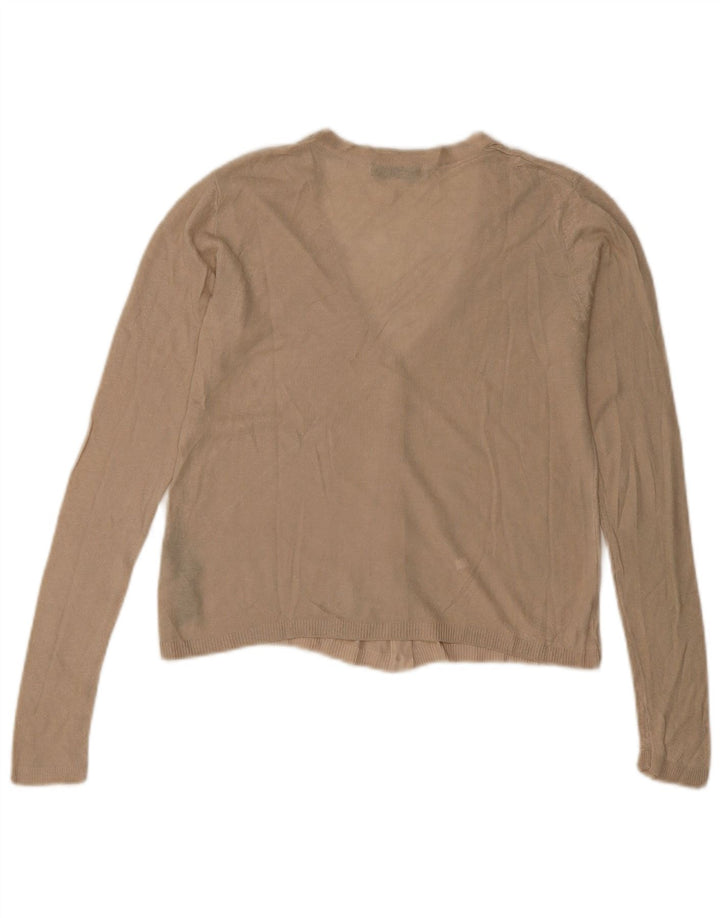 Zara Damen Crop Cardigan Top UK 10 Small Beige Viskose