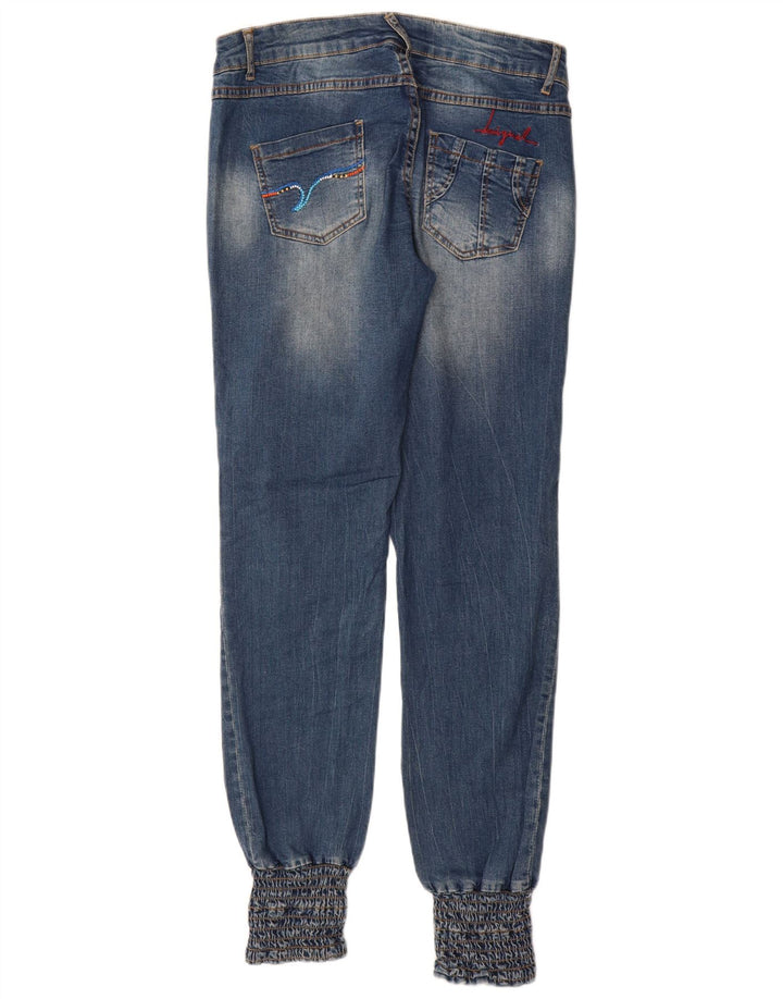 Desigual Damen Low Waist Joggers Slim Jeans W34 L32 Blau Patchwork