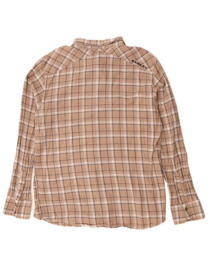 Oakley Herren-Flanellhemd, groß, beige, kariert, Baumwolle