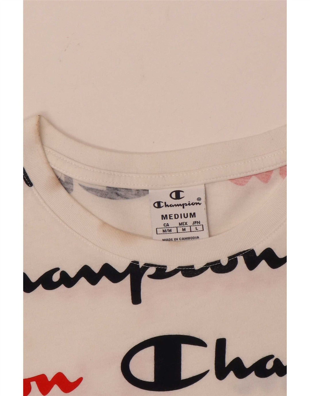 Champion Damen Grafik-T-Shirt-Oberteil UK 12 Medium Weiß