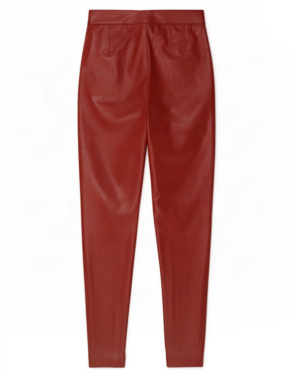 Zara Womens Faux Leather Trousers Medium W28 L27 Red Polyethylene
