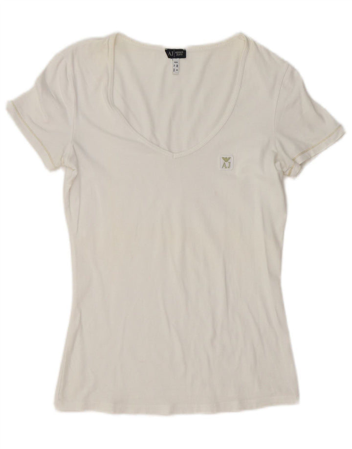 Armani Jeans Damen T-Shirt Top EU 40 Mittelweiß