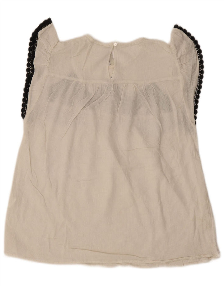 Zara Damen Bluse Top UK 6 XS Weiß geblümt
