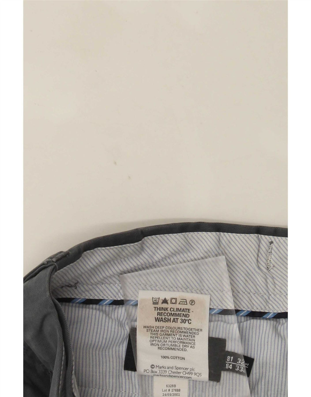 Gerade Herren-Anzughose von Marks & Spencer, W32, L33, graue Baumwolle
