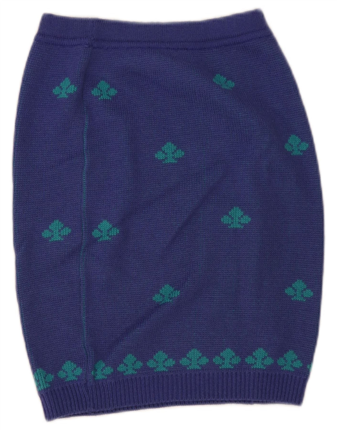 Stefanel Damen-Strick-Bleistiftrock W28 Mittelblaue geometrische Wolle