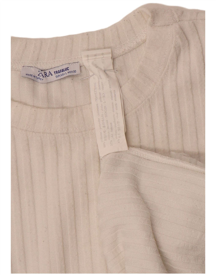 Zara Damen Trafaluc Übergroßes Top Langarm UK 16 Large Weiß Polyester