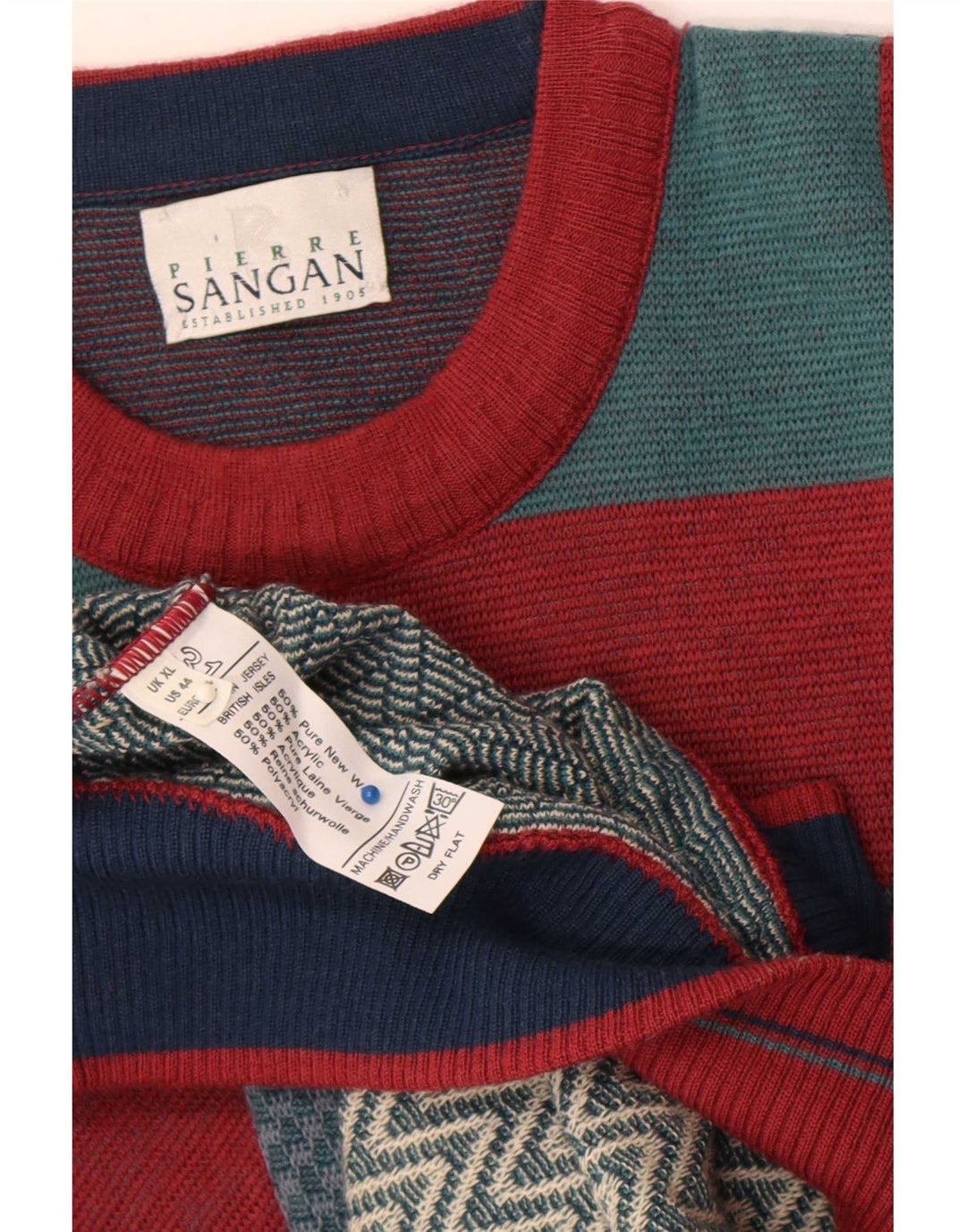 Pierre Sangan Herren-Pullover mit Rundhalsausschnitt, XL, mehrfarbig, Farbblock