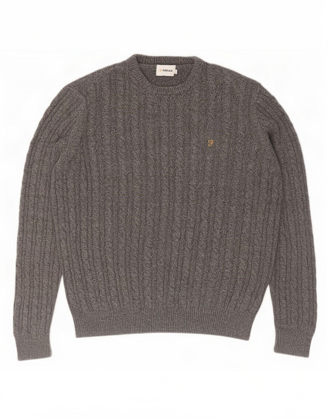 Farah Herren-Pullover mit Rundhalsausschnitt, groß, aus grauer Baumwolle