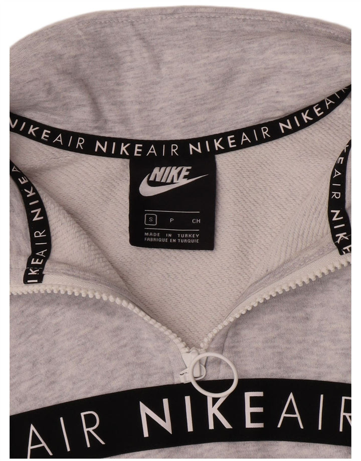 Nike Womens Crop Graphic Sweatshirt Pullover UK 10 Small Grau meliert