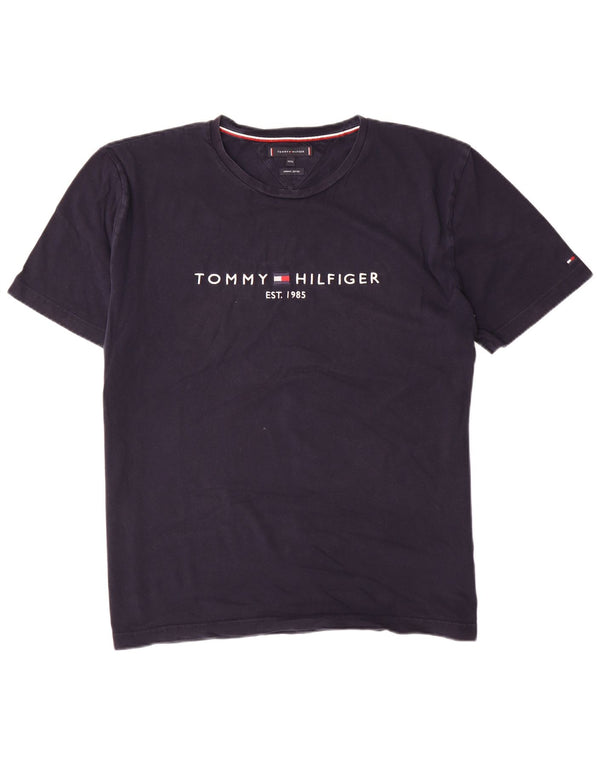 Tommy Hilfiger Herren-T-Shirt mit normaler Passform, Grafik, 3XL, Marineblau, Baumwolle