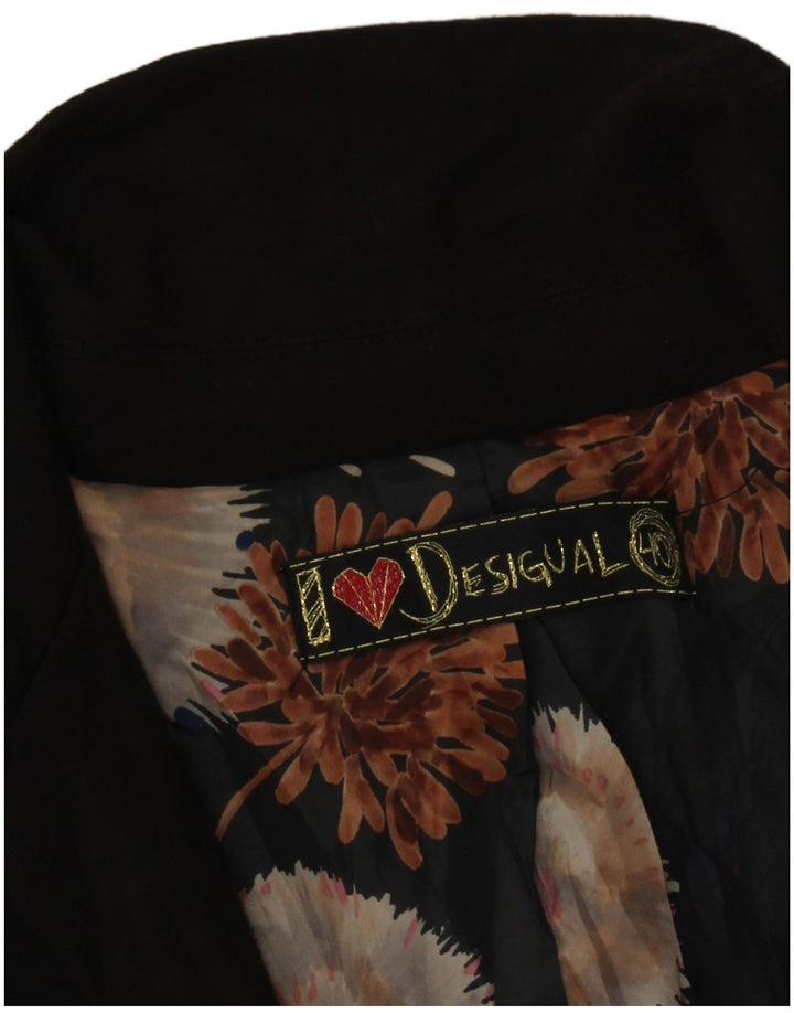 Desigual Damen 1-Knopf-Blazerjacke EU 40 Mittelschwarz geblümt
