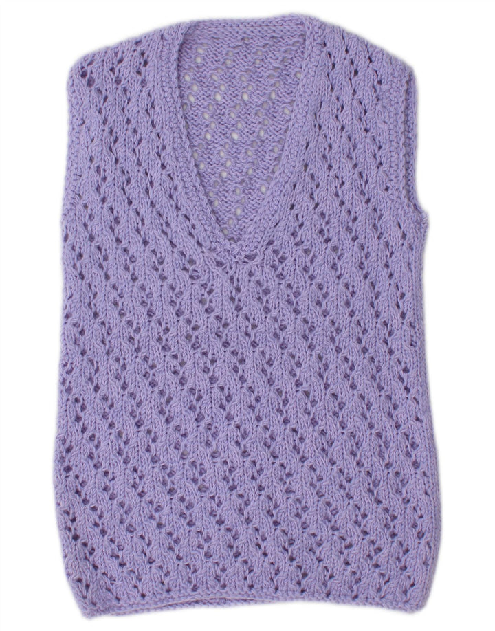 Vintage Damen Weste Tank Top UK 12 Medium Lila