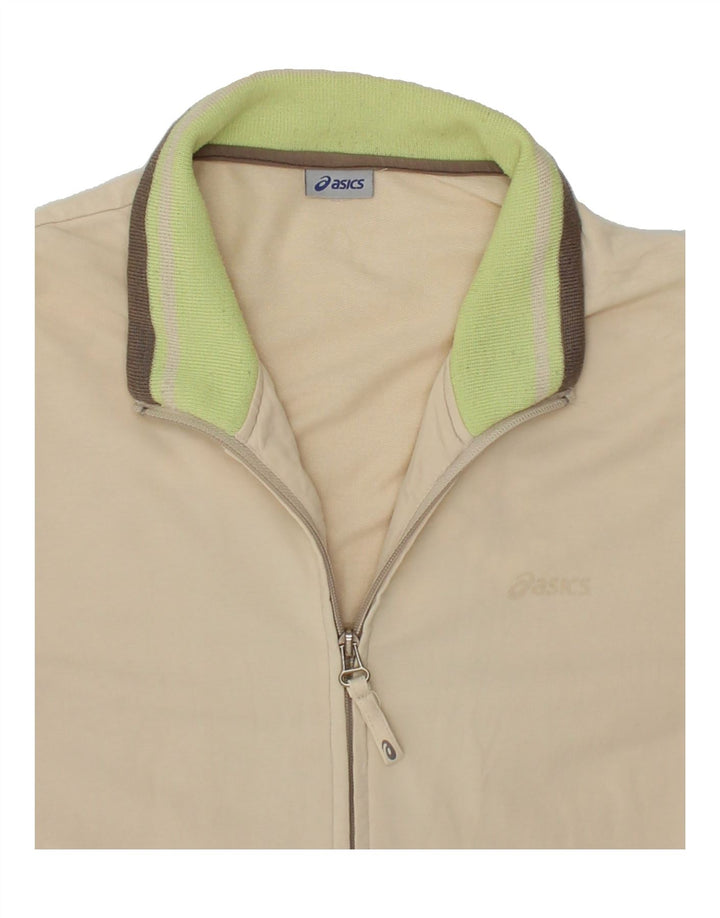 ASICS Womens Tracksuit Top Jacket UK 12 Medium Beige Cotton Vintage Asics and Second-Hand Asics from Messina Hembry 