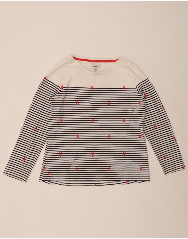 JOULES Damen Top Langarm UK 14 Large Weiß gestreift