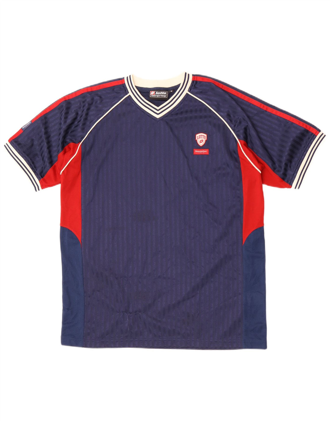 Lotto Herren-T-Shirt-Oberteil, mittleres Marineblau, Farbblock-Polyester