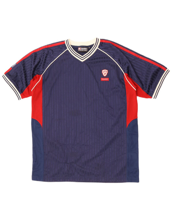 Lotto Herren-T-Shirt-Oberteil, mittleres Marineblau, Farbblock-Polyester