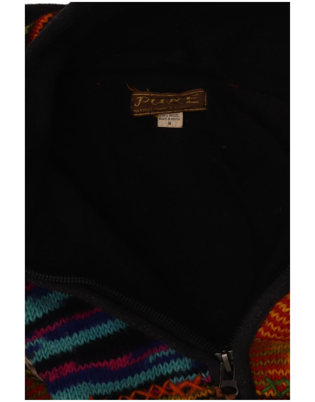 VINTAGE Damen Strickjacke mit Kapuze UK 12 Medium Mehrfarbig gestreift