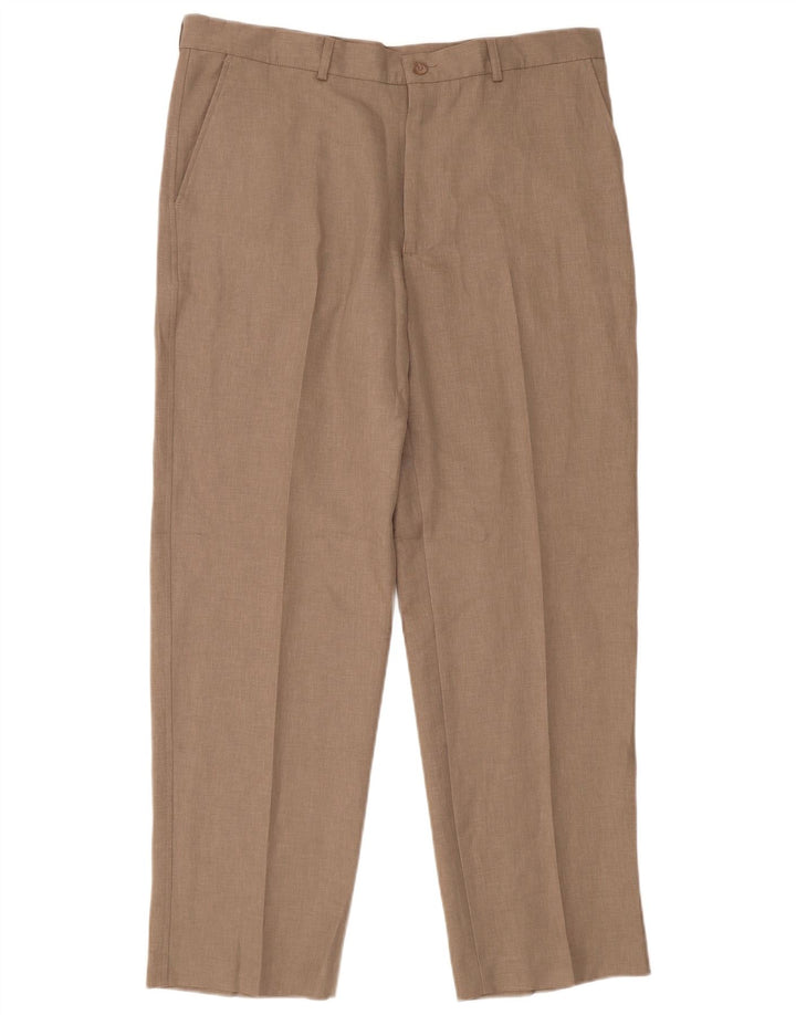 Farah Herren gerade Chinohose W38 L31 Beige Polyester