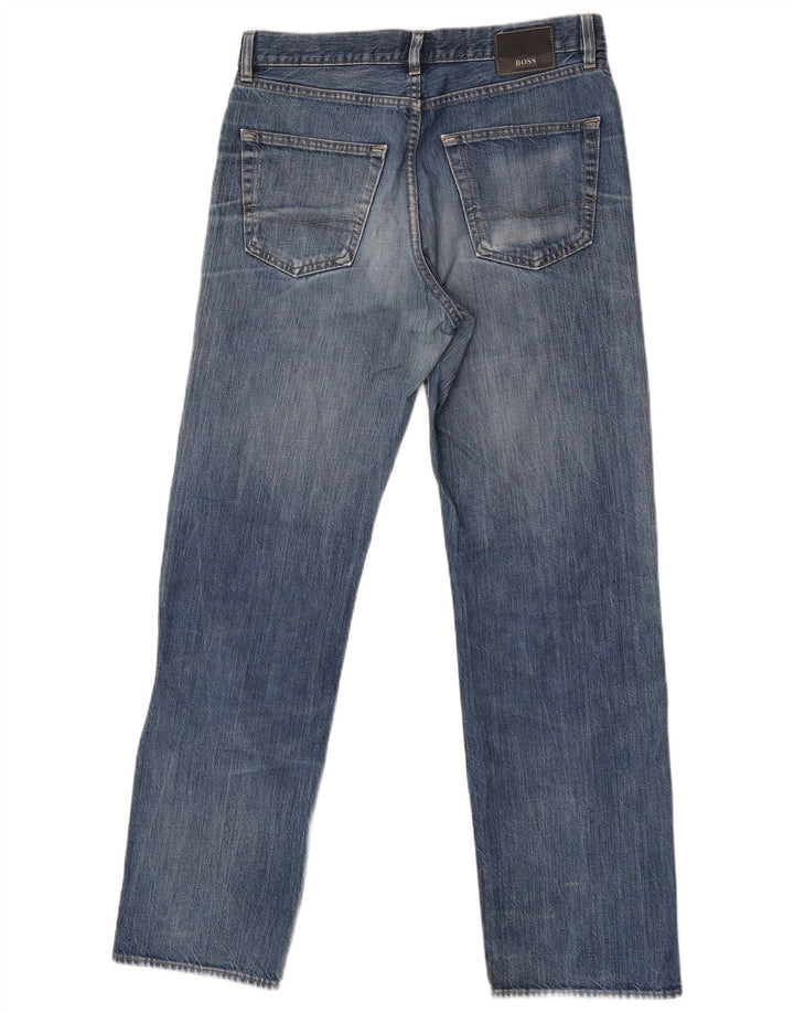 Hugo Boss Herren Straight Jeans W33 L32 Blaue Baumwolle