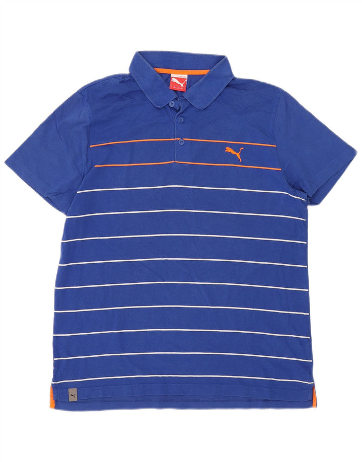 Puma Herren-Poloshirt, groß, blau gestreift, Baumwolle