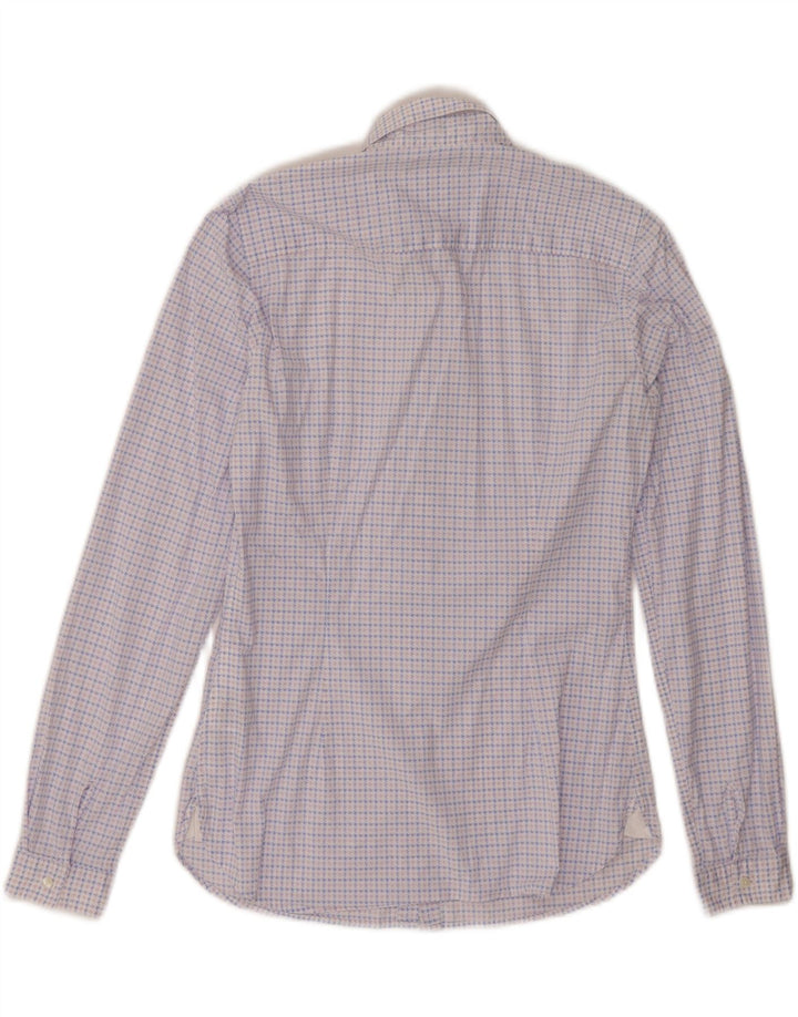 TOMMY HILFIGER Tailliertes Damenhemd US 4 Small Blaue Hahnentritt-Baumwolle
