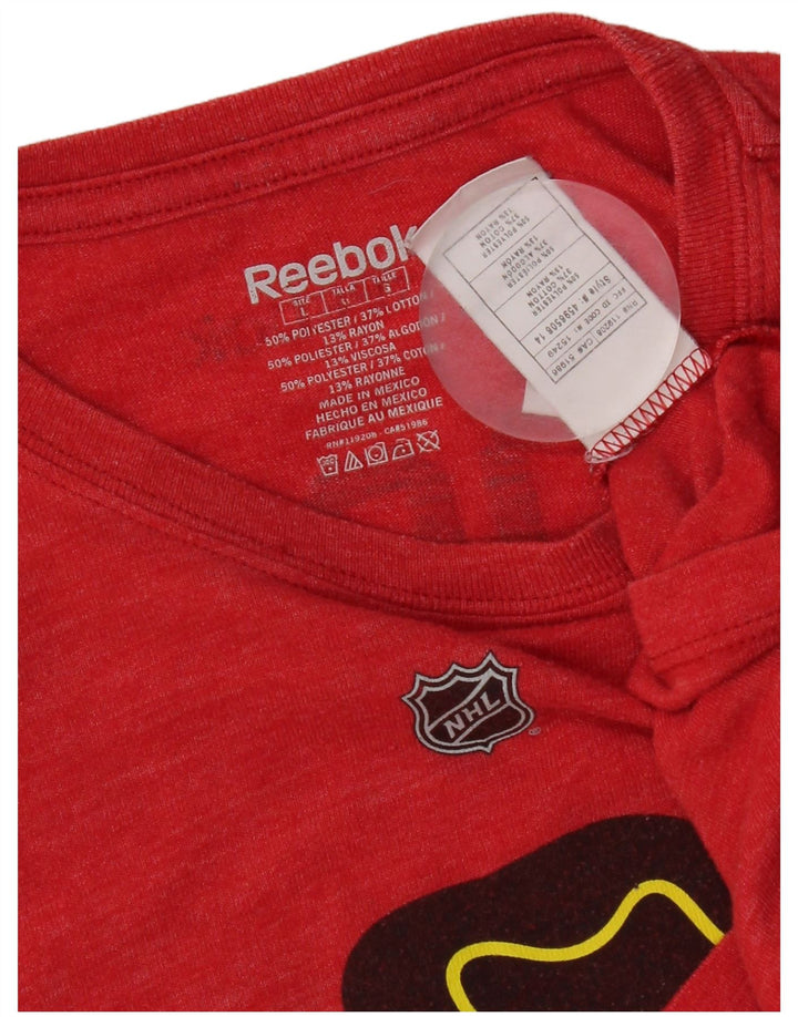Reebok Herren Chicago Blackhawks Grafik-T-Shirt-Oberteil, großes rotes Polyester