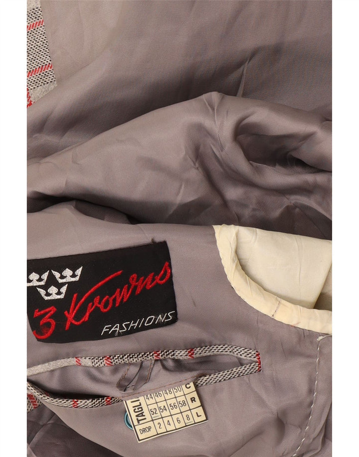 Vintage Herren 2-Knopf-Blazerjacke IT 52 XL Grau kariert