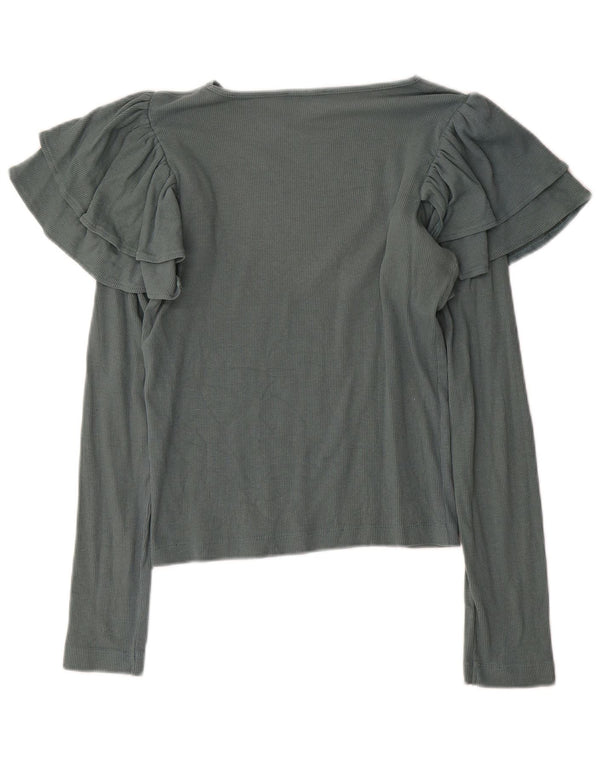 Zara Damen Top Langarm UK 12 Mittelgrau