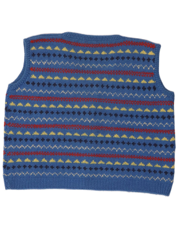 Vintage Damen Ärmelloser Cardigan Pullover UK 18 XL Blau Fair Isle