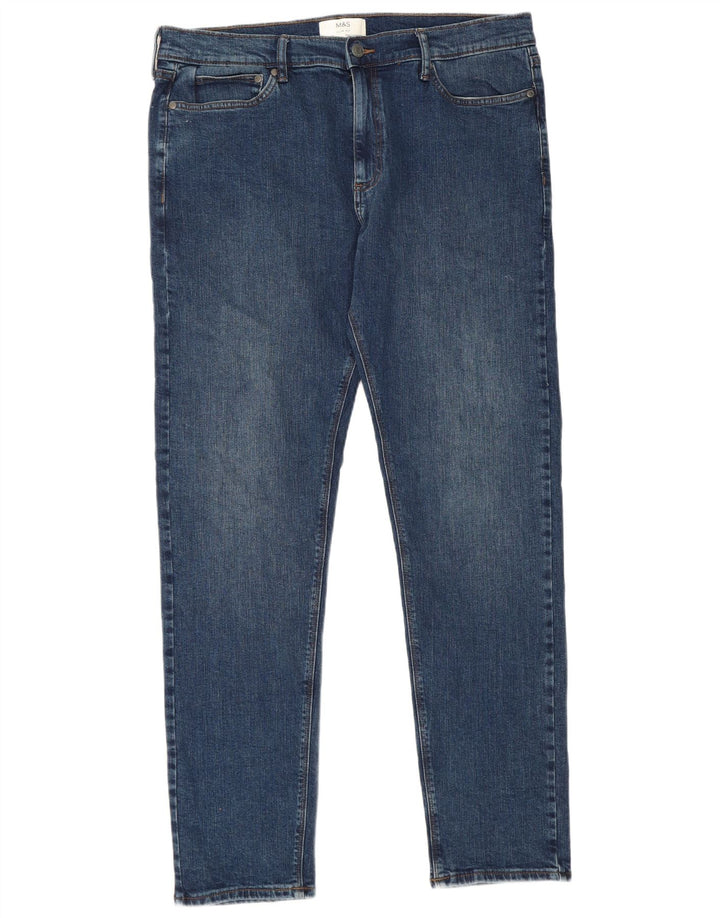 Marks & Spencer Herren Slim Jeans W36 L33 Blaue Baumwolle