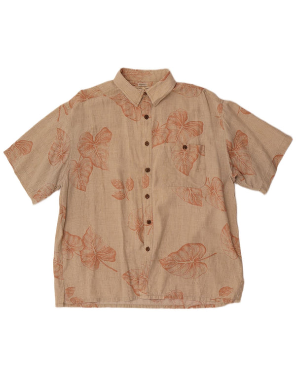 Island Republic Herren Kurzarmhemd XL Beige Blumenseide