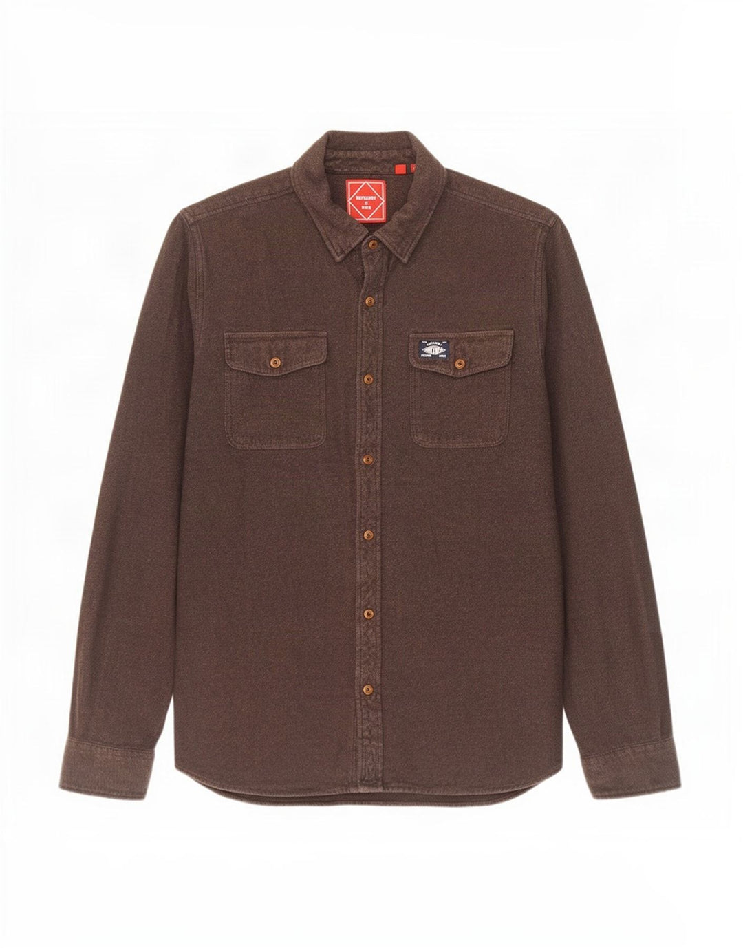 Superdry Herren-Flanellhemd, große braune Baumwolle