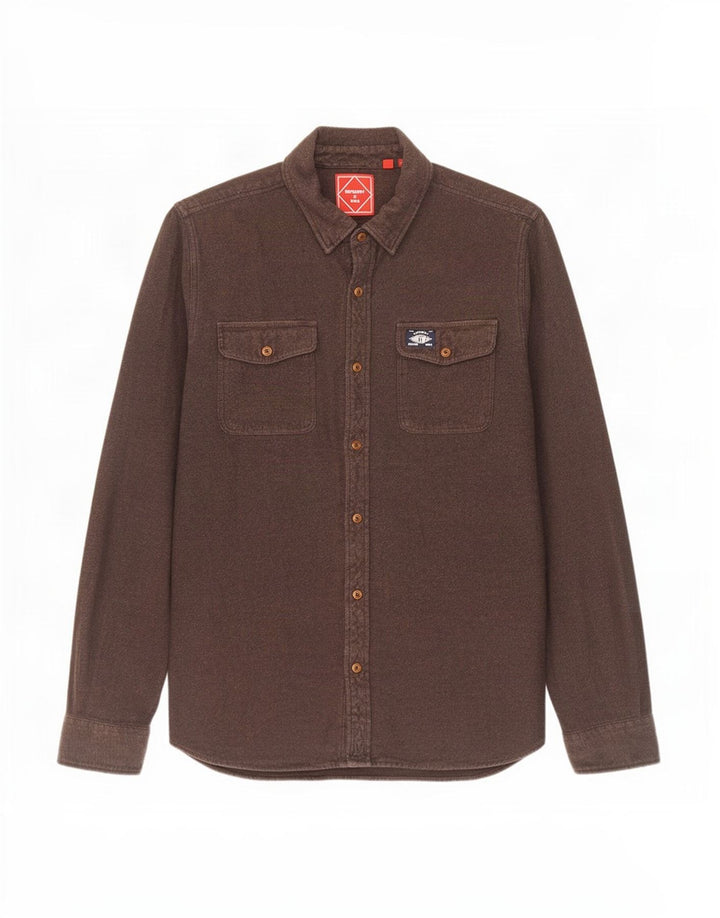 Superdry Herren-Flanellhemd, große braune Baumwolle