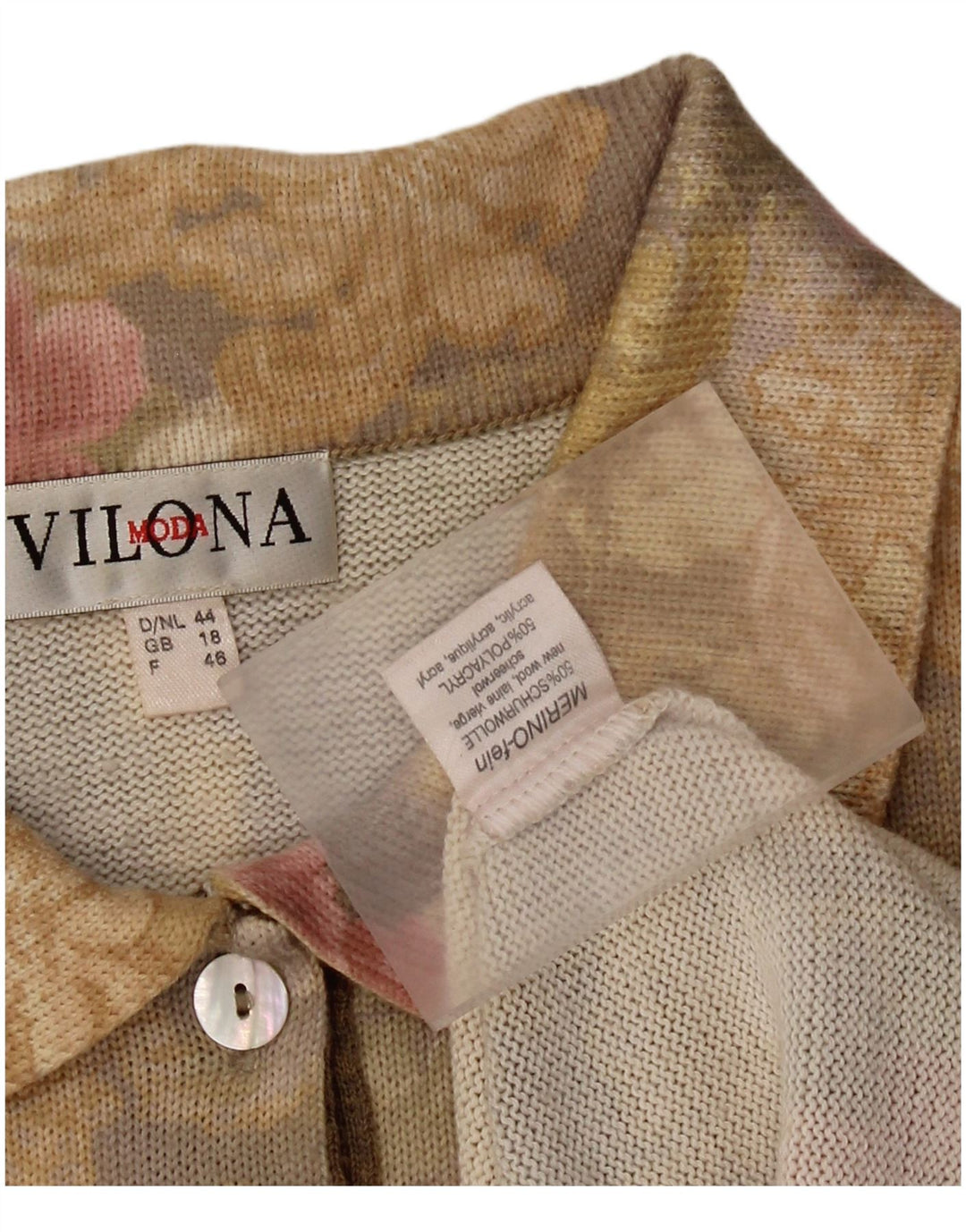 VILONA MODA Damen Rollkragenpullover Pullover UK 18 XL Gelb geblümte Wolle