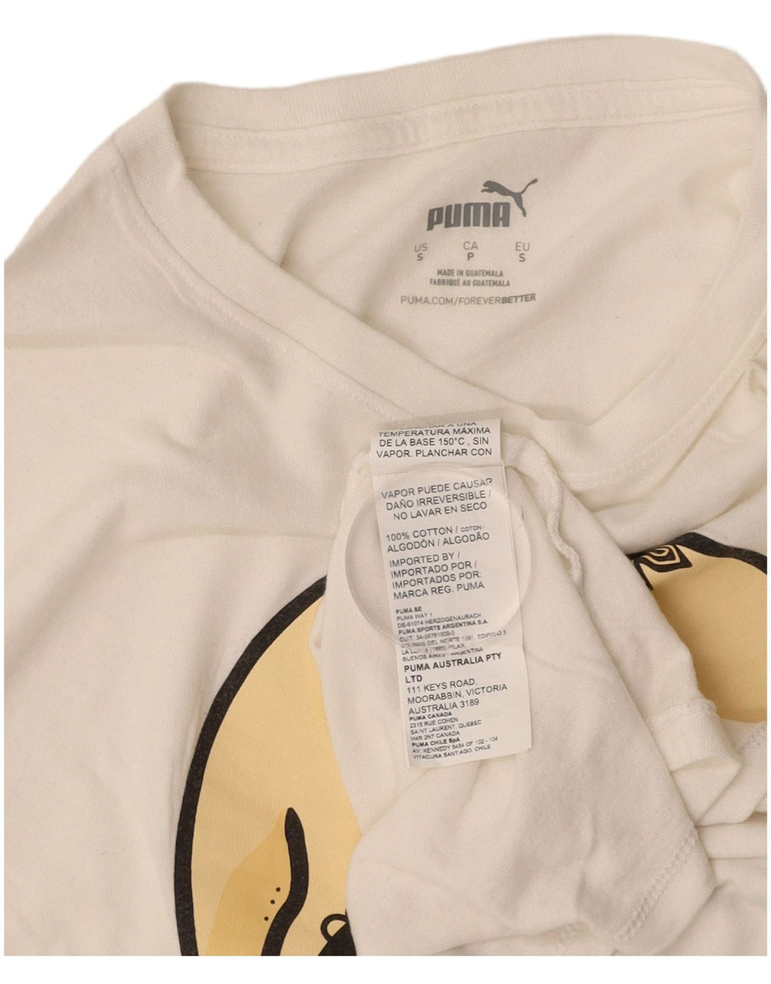PUMA Herren-T-Shirt mit Grafik, Größe S, cremefarbene Baumwolle